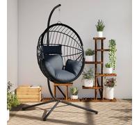 Chaise exterieur non pliable H. 197 cm en resine tressee gris