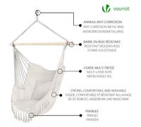 Chaise Suspendue Hamac Avec 2 Oreillers Beige Blanc