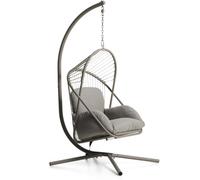 Chaise suspendue Livadi en acier et corde gris tourterelle
