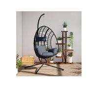 Chaise suspendue ouf support anthracite rotin et acier