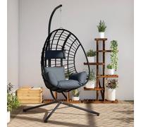 vidaXL Chaise suspendue œuf – support anthracite en rotin et acier