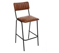 Chaise Tabouret de Bar en Métal et Cuir Marron Cognac - Atmosphera