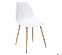 Atmosphera - Chaise Taho Blanche, Pieds Effet Bois - L 46 x P 52 x H 86 cm - Style Scandinave - pour Cuisine, Salle à Manger, Bureau