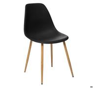 Atmosphera - Chaise Taho Noire Style Scandinave, 46 x 52 x 86 cm, Pieds en Métal Effet Bois - pour Salle à Manger, Cuisine, Bureau