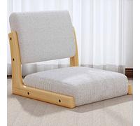 Chaise tatami sans pieds - Chaise de sol portable en bois avec dossier et coussin pour la relaxation intérieur/extérieur, siège simple confortable