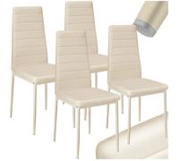 CHAISE - TECTAKE - Ensemble 4 chaises de salle à manger THOMAS dossier ergonomique Rembourré revêtement aspect cuir - Cappuccino