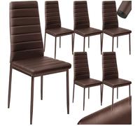 CHAISE - TECTAKE - Ensemble de 6 chaises de salle à manger THOMAS Rembourré avec revêtement aspect cuir - Cappuccino