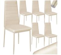 CHAISE - TECTAKE - Ensemble de 6 chaises de salle à manger THOMAS Rembourré avec revêtement aspect cuir - Beige