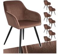 CHAISE - TECTAKE - Ensemble de 8 chaises MARILYN en cuir synthétique siège rembourré aspect velours - Brun/Noir