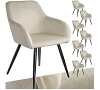 CHAISE - TECTAKE - Ensemble de 8 chaises MARILYN en cuir synthétique siège rembourré aspect velours - Crème/Noir