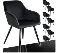CHAISE - TECTAKE - Ensemble de 8 chaises MARILYN en cuir synthétique siège rembourré aspect velours - Noir