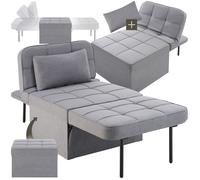 Chaise - TECTAKE - Fauteuil de relaxation PONTO 4-en-1 en polyuréthane réglable sur 6 hauteurs, 74 x 65 x 41 cm - Gris