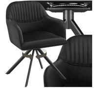 Chaise - TECTAKE - Fauteuil LONA pivotant à 360° avec rembourrage épais et dossier arrondi 56 x 59 x 81 cm - Noir/Noir