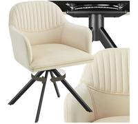 Chaise - TECTAKE - Fauteuil LONA pivotant à 360° avec rembourrage épais et dossier arrondi 56 x 59 x 81 cm - Crème/Noir