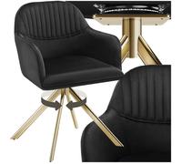 Chaise - TECTAKE - Fauteuil LONA pivotant à 360° avec rembourrage épais et dossier arrondi 56 x 59 x 81 cm - Noir/Or