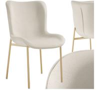 Chaise Rembourrée Aspect Velours Forme Ergonomique Dossier Haut Beige Beige