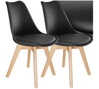 Chaise - TECTAKE - Lot 2 fauteuils repas FRÉDÉRIQUE au style scandinave ergonomique avec patins feutrés, 49 x 53 x 82 cm - Noir