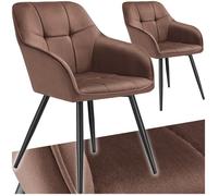 tectake® Lot de 2 Chaises de Salle à Manger rembourrées Modernes Chaise Velours satiné Fauteuil Salon Chaise Scandinave Pieds en Acier Chaises pour Coiffeuse, Chambre, Salon, Dressing