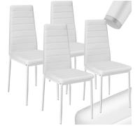 Chaise - TECTAKE - Lot de 4 chaises avec surpiqûre THOMAS dossier haut et ergonomique pieds en acier 45 x 48 x 98 5 cm - Blanc