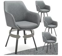 Chaise - TECTAKE - Lot de 4 fauteuils ALICON pivotants et rembourrés avec accoudoirs et dossier, 57 x 59 x 88 cm - Gris anthracite