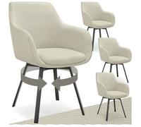 Chaise - TECTAKE - Lot de 4 fauteuils ALICON pivotants et rembourrés avec accoudoirs et dossier, 57 x 59 x 88 cm - Gris/Beige