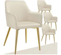 Chaise - TECTAKE - Lot de 4 fauteuils AVANE aspect velours rembourré au style scandinave ergonomique, 55 x 63,5 x 86,5 cm - Beige