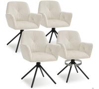 tectake® Lot de 4 Chaise pivotante de Salle à Manger Moderne Fauteuil salon Velours Chaise Ergonomique Rembourrée & Confortable pour Salle à manger, salon, coiffeuse, dressing, bureau, chambre cuisine