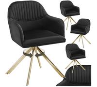 Chaise - TECTAKE - Lot de 4 fauteuils LONA pivotants avec rembourrage épais aspect velours, 56 x 59 x 81 cm - Noir/Or