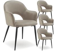 tectake® Lot de 4 Chaises de Salle à Manger rembourrées Modernes Velours Fauteuil Salon Chaise Scandinave Pieds en Acier laqué Élégant avec Accoudoirs Chaise pour Coiffeuse, Chambre, Dressing, Salon