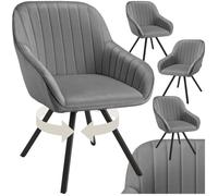 Chaise - TECTAKE - Lot de 4 fauteuils SNUG pivotants avec accoudoirs, aspect velours rembourré, 58 x 58 x 82 cm - Gris