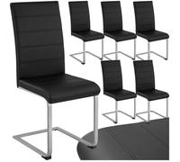 Chaises - TECTAKE - Lot de 6 chaises BETTINA rembourrées revêtement en cuir synthétique dossier ergonomique 41 x 52 x 99 cm - Noir