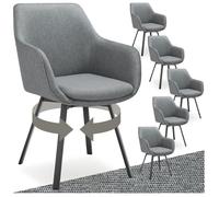 tectake® Lot de 6 Chaise pivotante de Salle à Manger Moderne Fauteuil salon Chaise Ergonomique Rembourrée Confortable Chaise Design Meuble salon pour Salle à manger, salon, coiffeuse, chambre, cuisine