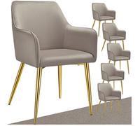 tectake® Lot de 6 Chaises de Salle à Manger rembourrées, Chaises Modernes, Fauteuil Salon, Chambre, Coiffeuse, Style Scandinave, Chaise ergonomique en velours avec Accoudoirs, Chaise Charge max.120 kg