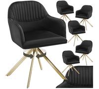 Chaise - TECTAKE - Lot de 6 fauteuils LONA pivotants avec rembourrage épais aspect velours, 56 x 59 x 81 cm - Noir/Or