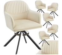 TecTake Chaises LONA Lot de 6 pivotantes 360° rembourrage épais dossier arrondi Crème/Noir