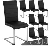 Chaises - TECTAKE - Lot de 8 chaises BETTINA rembourrées revêtement en cuir synthétique dossier ergonomique 41 x 52 x 99 cm - Noir