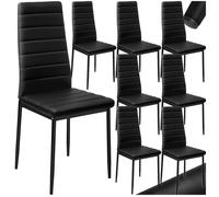 Tectake Lot de 8 chaises avec surpiqûre - noir