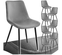 tectake® Chaises Salle à Manger rembourrées, Lot de 8, 48x59x82 cm, Velours | Assise ergonomique, Patins antidérapants en Plastique, Pieds évasés en Acier, Max. 120 kg, Aspect velours, Gris/Noir