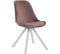 Chaise d'intérieur fabriquée en bois de hêtre blanc revêtue en imitation velours marron Toulouse Square CLP