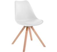 Chaise Toulouse similicuir piétement carrée , Blanc /Nature G