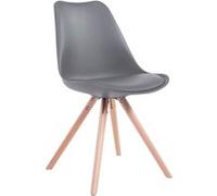 Chaise Toulouse similicuir piétement rond en bois Nature - Siège Gris Gris G