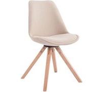 CLP Chaise De Salle A Manger Toulouse en Tissu I Chaise Visiteur Style Scandinave avec Dossier Et Assise Rembourrés I Piètement Bois Rond Couleur:crème;Couleur du Cadre:Natura