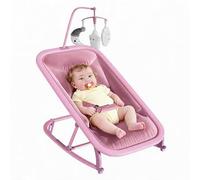 Chaise Transat Bébé 2-En-1 Avec Arche à Jouets, Confort Et Sécurité Balancelle,Siège Réglable 3 Positions, Baby Bouncer - Barre De Jouets Amovible, Structure Légère, Acile à Nettoyer - 0-12 Mois,Rose