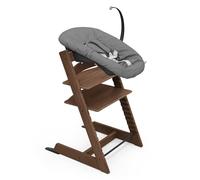 Chaise Tripp Trapp Stokke (Chêne Warm Brown) avec Newborn Set (Anthracite) - Utilisez dès la naissance et jusqu’à 9 kg - Confortable, sûr et simple à utilizer