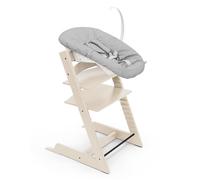 Chaise Tripp Trapp Stokke (Vanilla White) avec Newborn Set (Grey) - Utilisez dès la naissance et jusqu’à 9 kg - Confortable, sûr et simple à utiliser