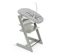 Chaise Tripp Trapp Stokke (Vert glacier) avec Newborn Set (Gris) - Utilisez dès la naissance et jusqu’à 9 kg - Confortable, sûr et simple à utiliser