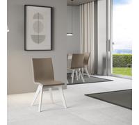 Chaise Trudy pieds blancs coussin gris tourterelle 52