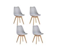 4 Chaises Tulipes Salle à Manger Scandinaves Bm Home Salle de Bureau, Pieds en Bois de Hêtre Massif, Couleur GRIS