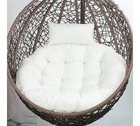 Chaise œuf élégante suspendue avec support et coussin - Chaise balançoire intérieur/extérieur pour la détente, 105 x 90 cm, parfaite pour terrasse, jardin, balcon, design moderne blanc