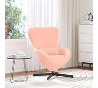 vidaXL Fauteuil Chaise Œuf en tissu bouclé pivotante Rose Design contemporain